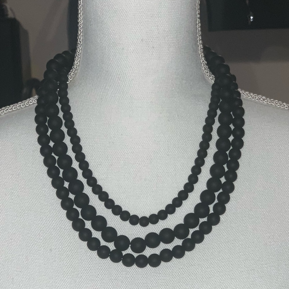 Matte Black Beaded Necklace